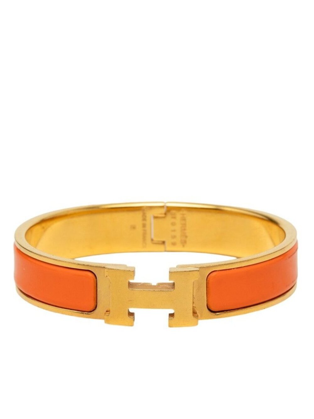Hermes Clic H PM Bracelet Orange Gold Plated Enamel